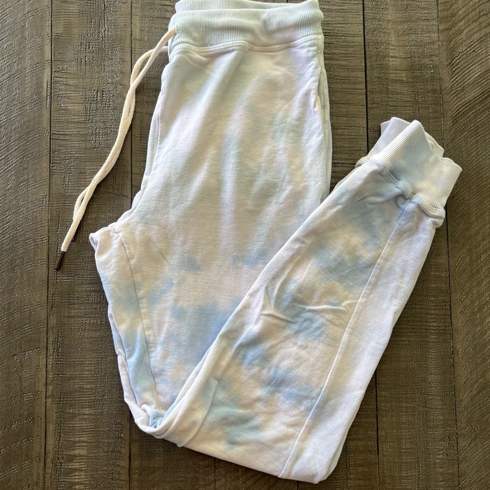 Lovestitch White and Light Blue Tie Dye Jogger Sweatpants